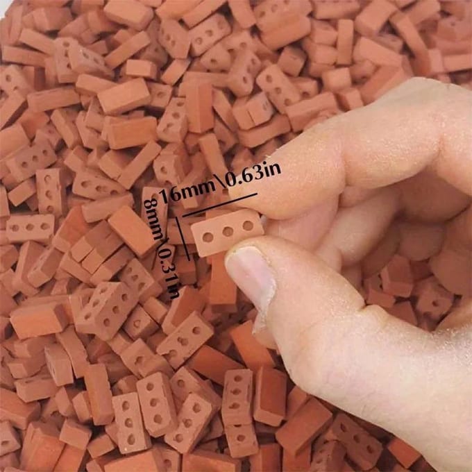 50-150 pièces 1:16 Modèle de Mini Briques Réelles, Accessoires d'Aménagement Paysager de Figurines Miniatures, Jouet Briques Fausse Brique DIY Pour Construction de Jardin Féerique brown