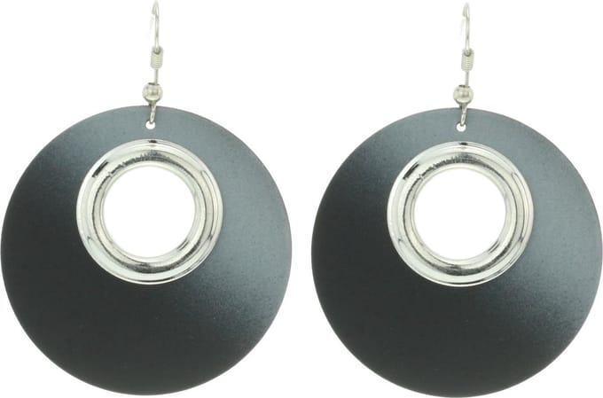 Behave - Oorhanger Dames - Rond - Mat Grijs - Diameter 4.5 cm
