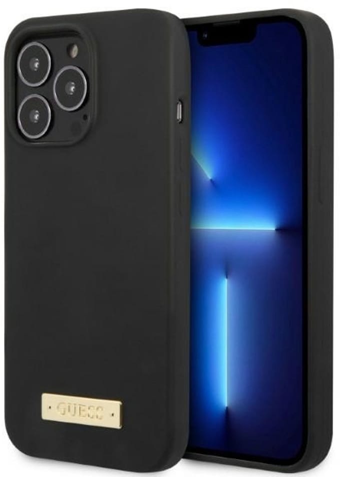 GUESS GUHMP13XSPLK iPhone 13 Pro Max 6.7" black/black hard case Silicone Logo Plate MagSafe