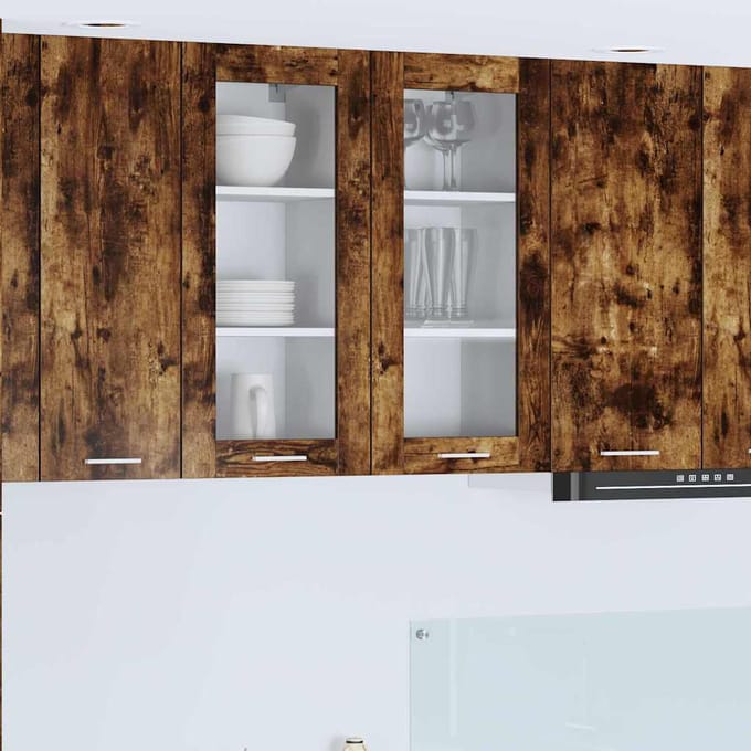 vidaXL Hangkast 2 pcs Rook Eiken 40 x 31 x 80 cm Bewerkt hout