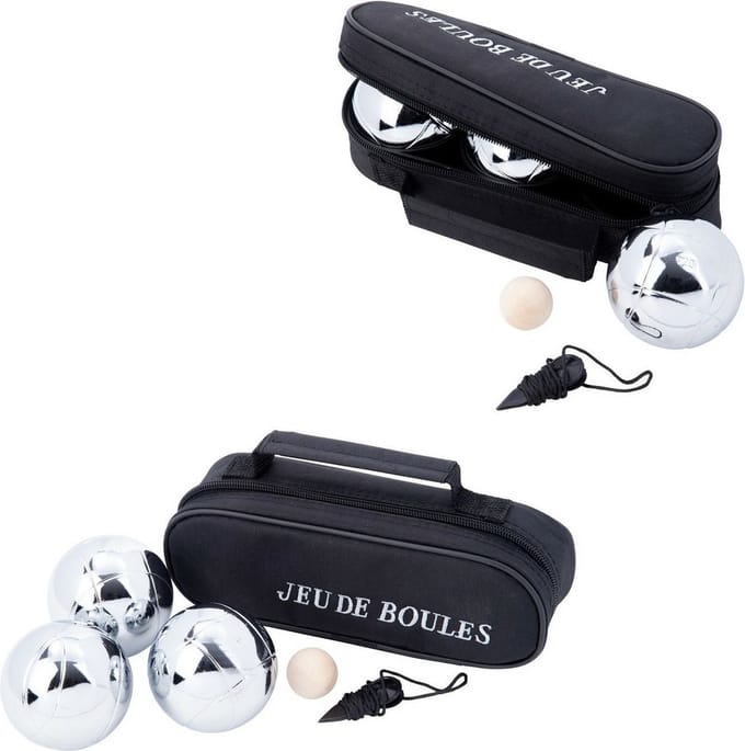 Engelhart Jeu de boules - set van 2x - 3 ballen/1 but in draagtas - Kaatsbal - Petanque - Cochonnette