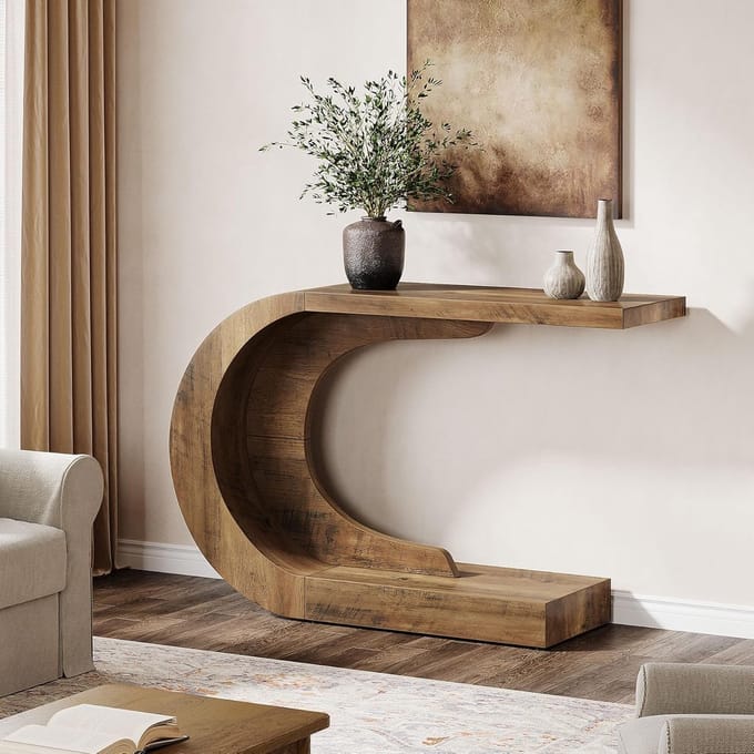 Tribesigns Consoletafel - Sidetable - Hout - Bruin - Industrieel - 110 x 35 x 75 cm - Console Tafel voor Hal, Woonkamer, Entree