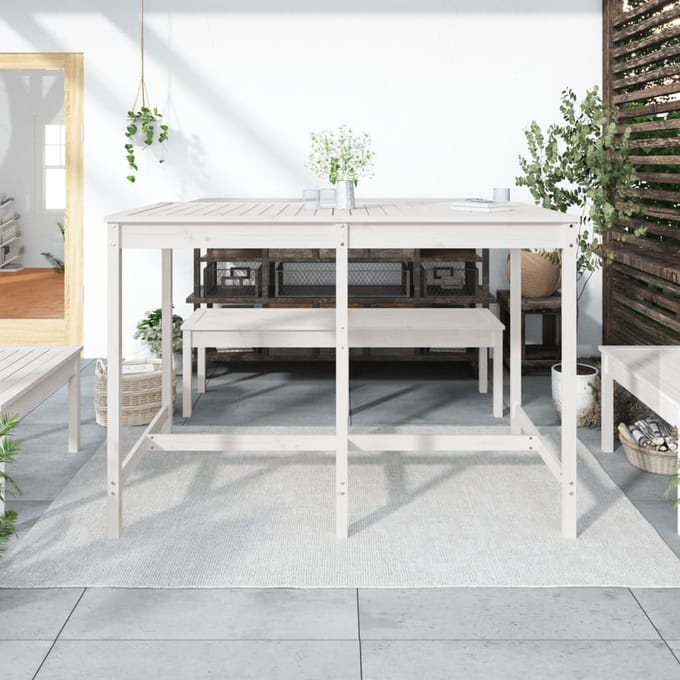vidaXL - Tuintafel - 159,5x82,5x110 - cm - massief - grenenhout - wit