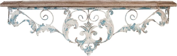 Clayre & Eef Wandplank 100x23x29 cm Blauw Hout