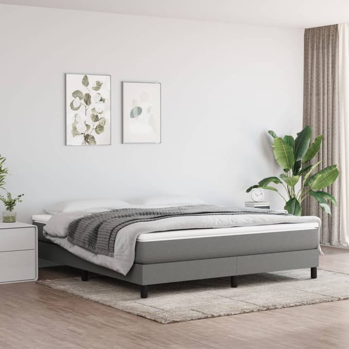 vidaXL - Boxspring - bed - stof - donkergrijs - 180x200 - cm