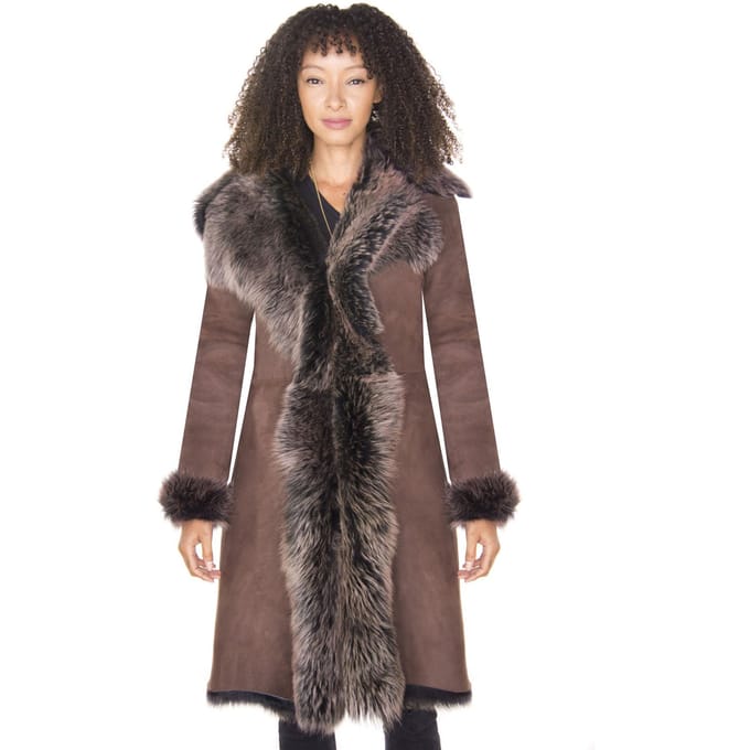 Dames Toscana schapenvacht suède trenchcoat-Tbilisi