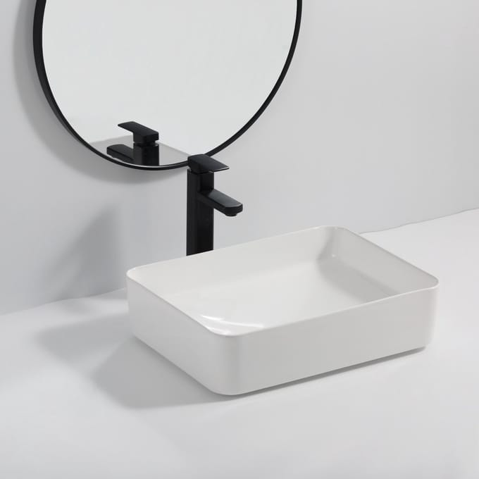 LINEA UNO - Silva 50 - Glans wit - Waskom - - Keramiek - Rechthoek - 251071