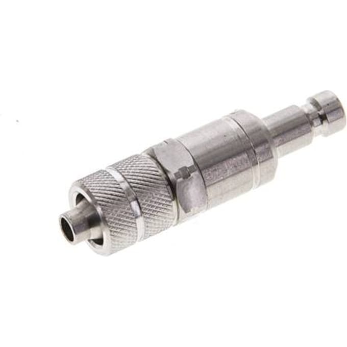 RVS 316L DN 2.7 (Micro) Luchtkoppeling Insteeknippel 4x6 mm Push-On Double Shut-Off