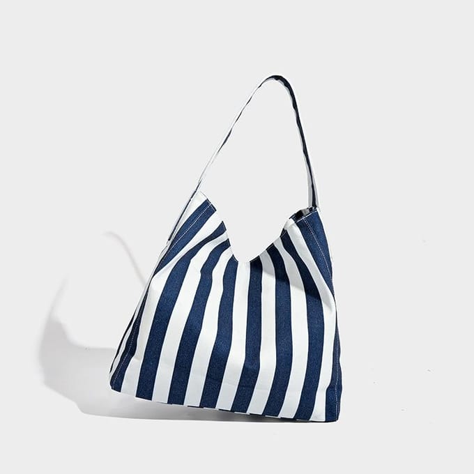 Losse Canvas Trail Tas Dames Gestreept Computer Tas Student Pendelaar Schoudertas gray