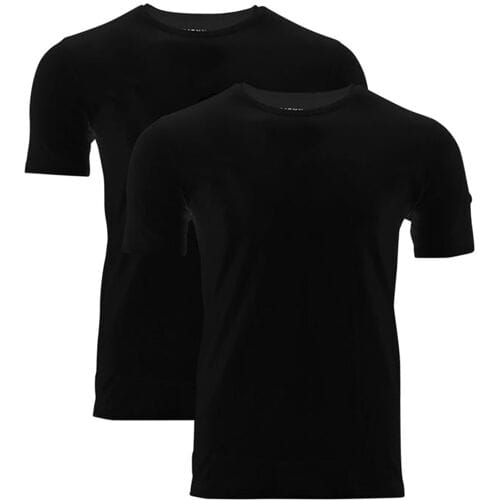 MEXX Set van 2 heren T-shirts (Ronde hals, Zwart, S)