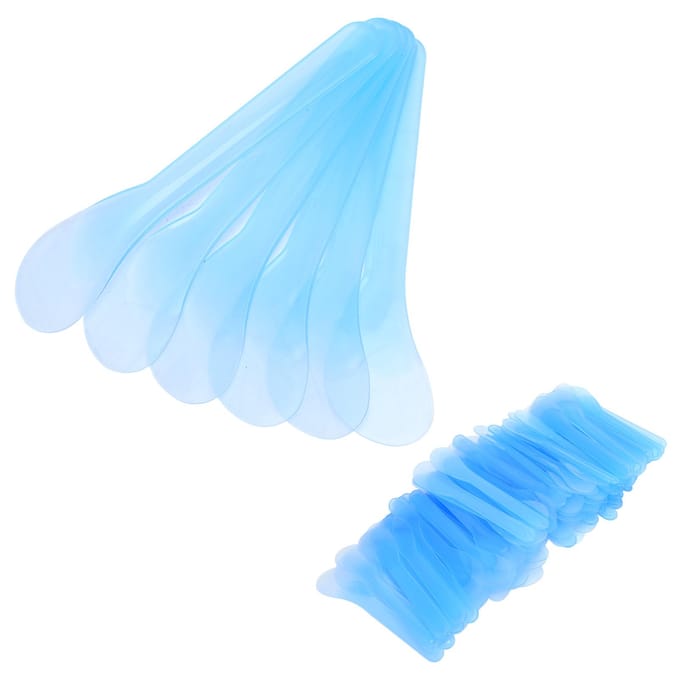 100 stuks Cosmetische Spatel Plastic Wegwerp Ontharingscrème Tattoo Herstelcrème Spatel Blauw white