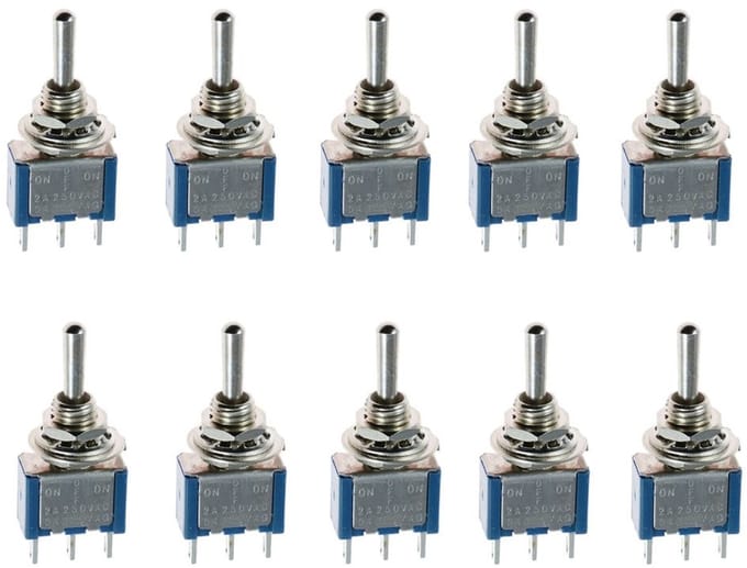 Store_9 - Mini Rocker Switch - ON/OFF/ON - Compacte Schakelaar voor Auto Dashboard - 10Pcs - 5A 125VAC - Geschikt voor Auto