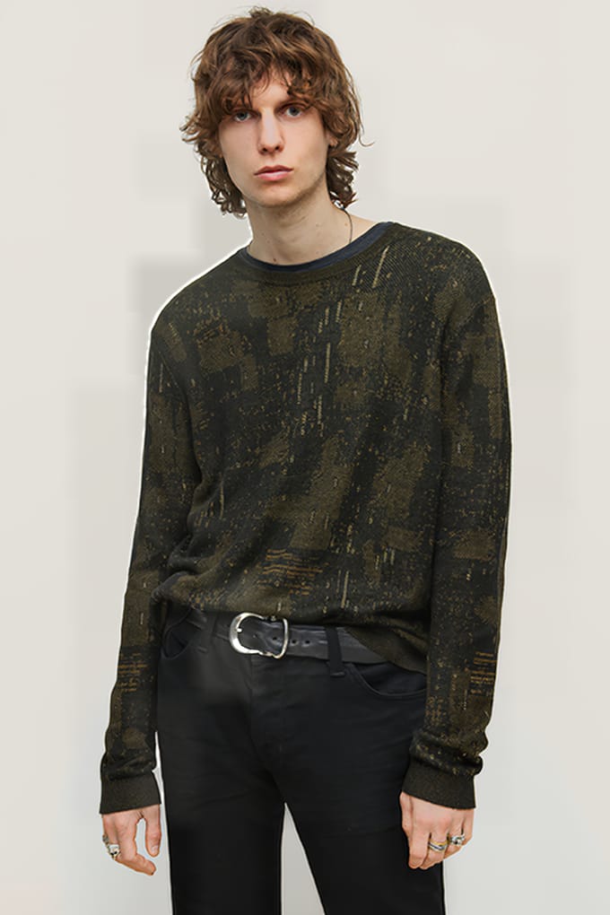 John Varvatos Patchin Regular Fit Ls Crewneck With Pat Seaweed Taglia: M | Maglioni a maglia Outlet | Uomo | Bianco