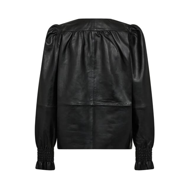 Co Couture PhoebeCC Leather V-Blouse zwart