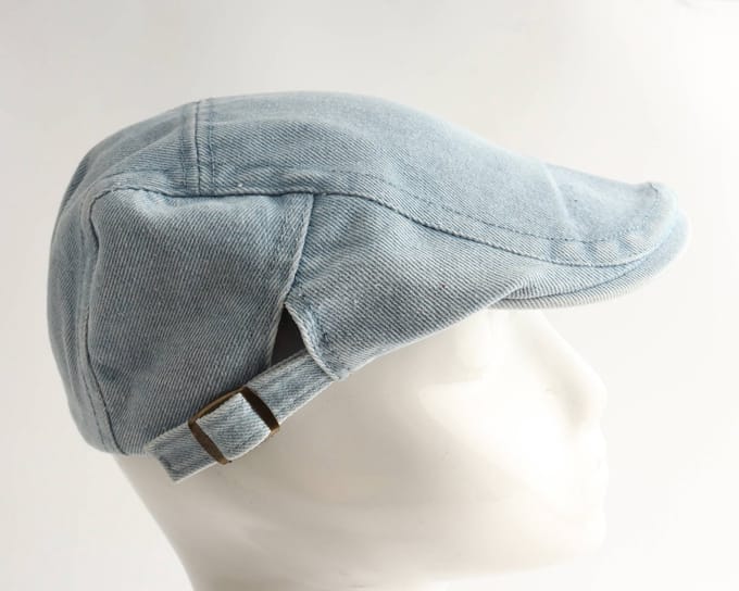 Flat cap unisex – Jeans blauw – Verstelbaar – Katoen