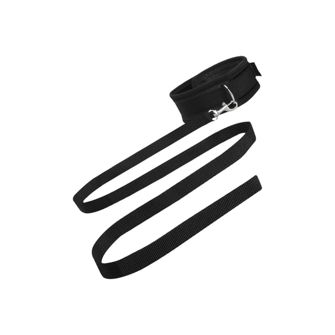 Shots - Ouch! Fluweel Verstelbare Halsband met Riem black