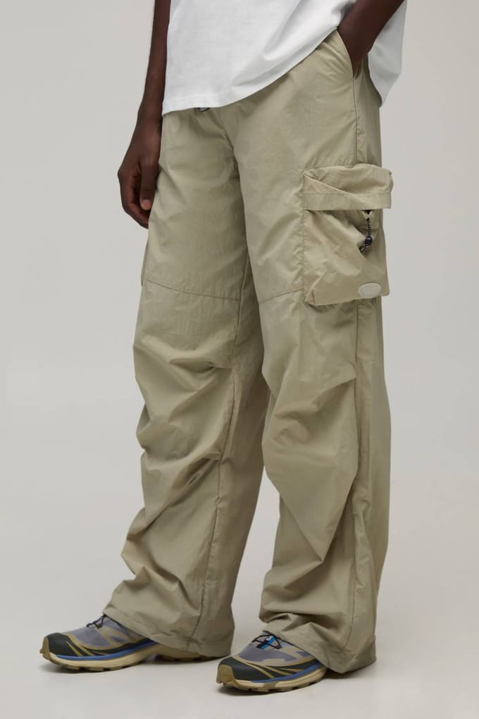 Baggy Fit Cargo Utility Trainingsbroek | Stone | Size Medium