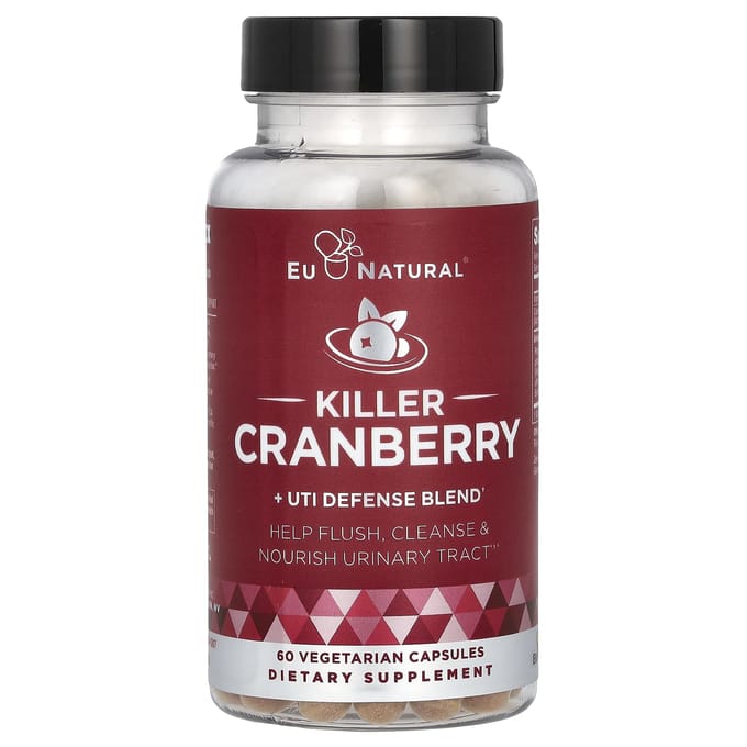Eu Natural, Killer Cranberry + Preventie van Urineweginfecties Mix, 60 Veggie Capsules