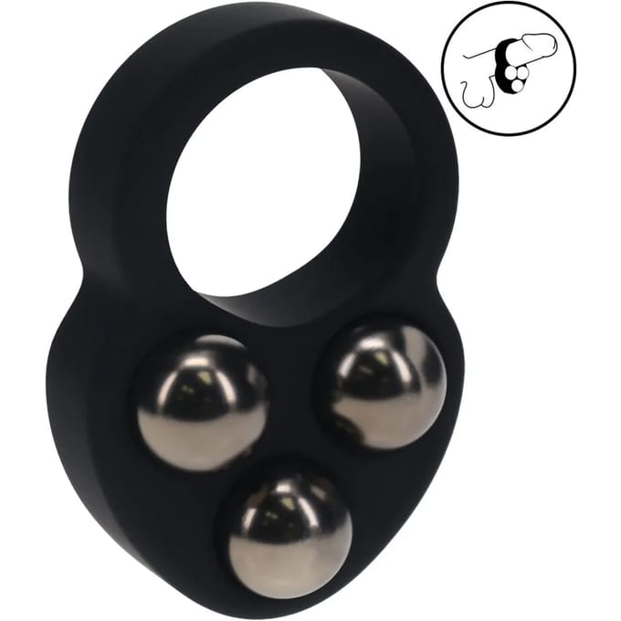 Liquid Silicone Triple Weighted Ball Cockring - Black