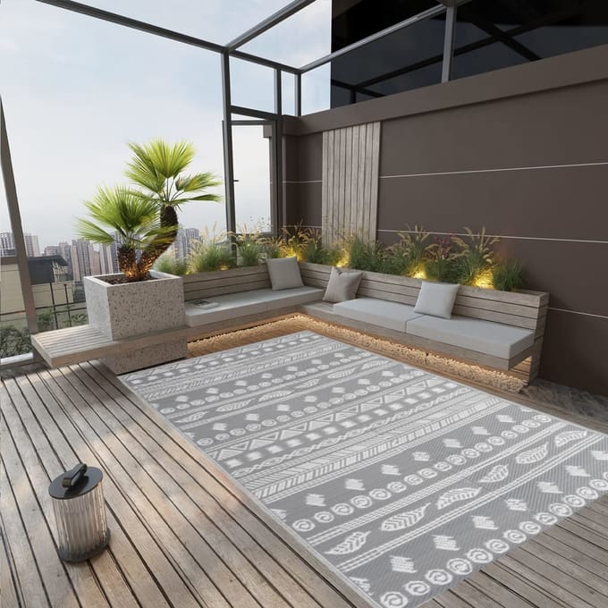 vidaXL - Buitenkleed - ARAKIL - 190x290 - cm - polypropeen - grijs