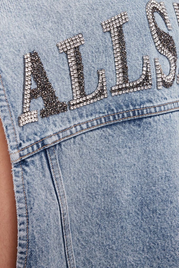 AllSaints Laura Emb Sl Jacket Light Indigo Größe: M/L | Gilets Outlet | Damen | Blau
