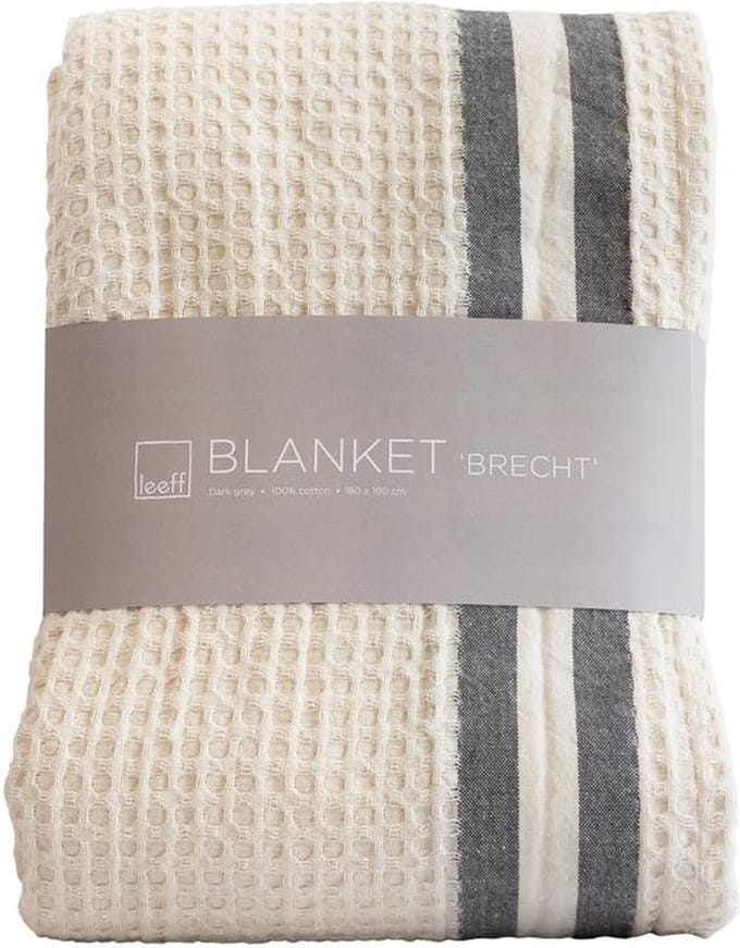 Leeff Blanket Brecht light grey – Plaids – Grijs – 180 x 180 cm – Katoen