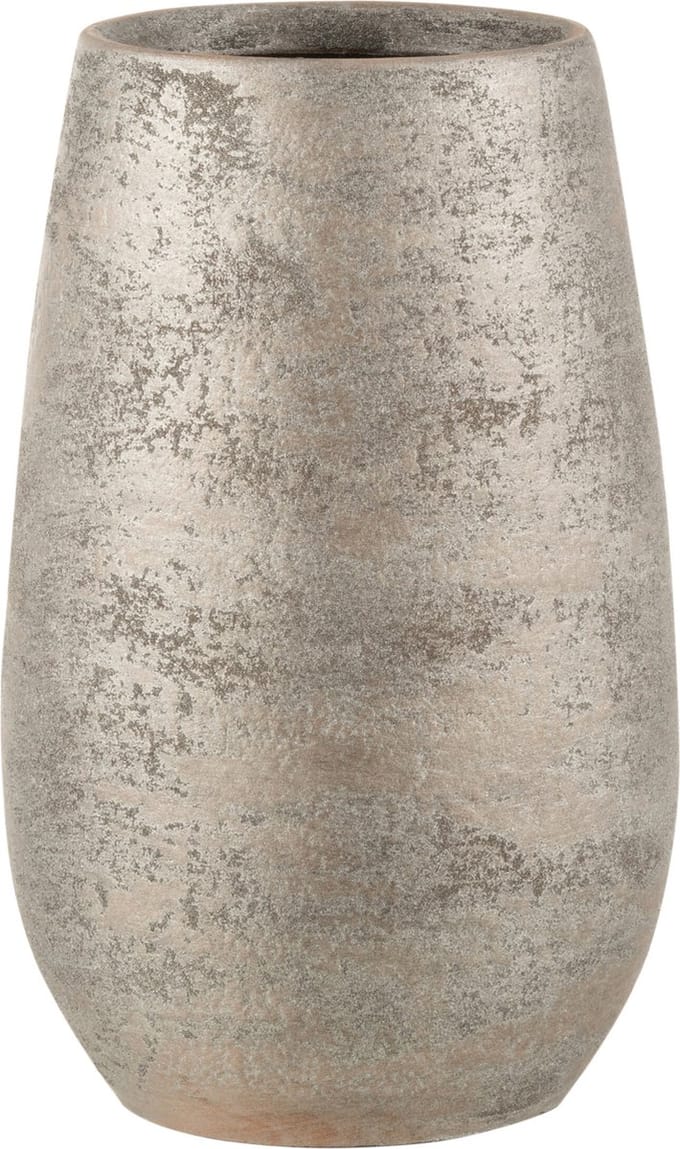 J-Line vaas Oneffen Ruw - keramiek - zilver - small - 31 cm hoog