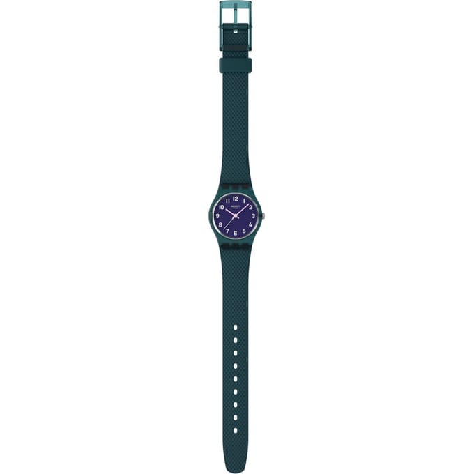 Swatch Lady Teal Weave Horloge - Serie met textuurpatroon, Model LL127, Groene Kleur, 3 ATM Waterbestendig groen