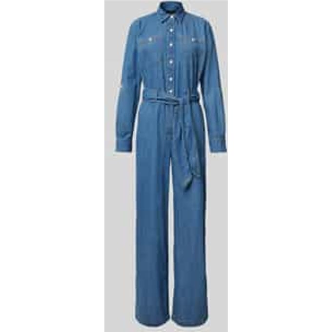 Jumpsuit in denimlook met strikceintuur, model 'CRISELDA'