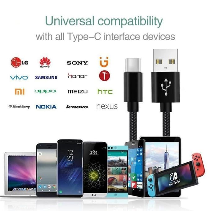 USB Type C Snel Laadkabel Voor Samsung Galaxy S10 S10E S9 S8 Plus,A3 A5 A8 A9 2017 2018,Note 8 9 10,A70 A50 A80 A20E