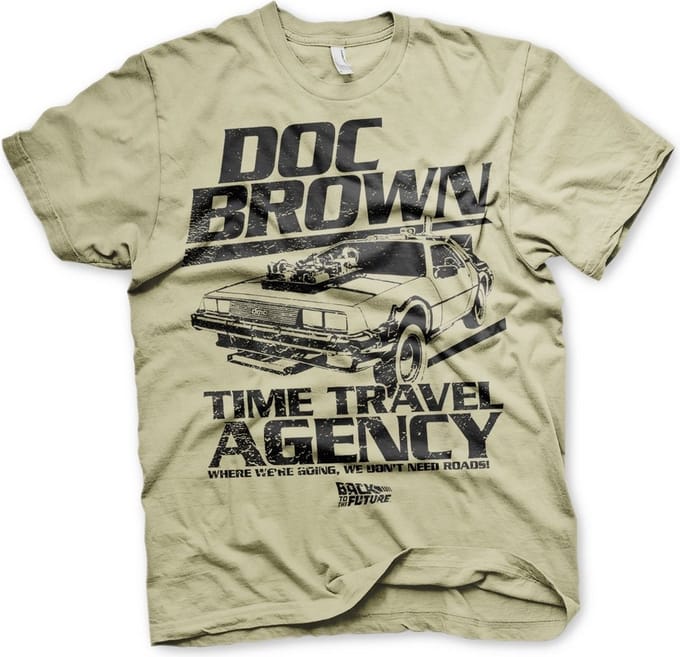 Back to the Future Doc Brown Time Travel Agency T-Shirt Khaki-XL