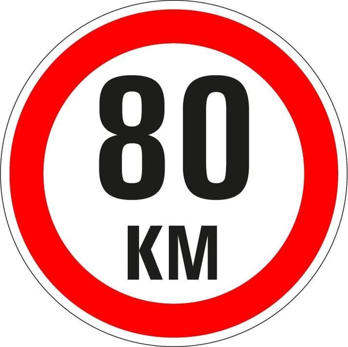 Maximaal 80 km bord - kunststof - A1 150 mm