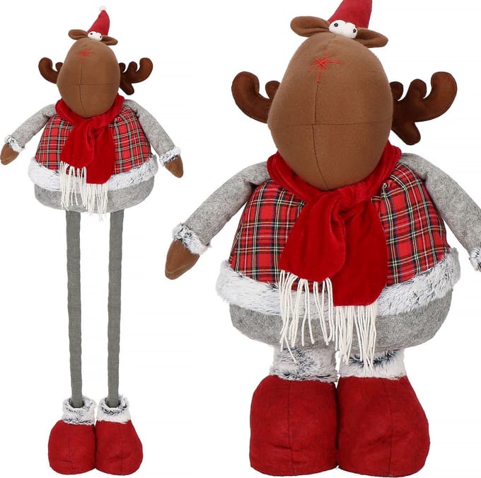 Springos Kerstfiguur | Kerstrendier | Kerstversiering | 1 stuk | Verstelbaar in hoogte | 55-95 cm