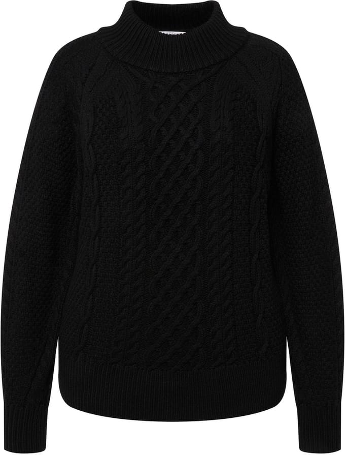 Studio Untold - Dames - Coltrui oversized kabelsteek lange mouwen - Zwart - Maat L