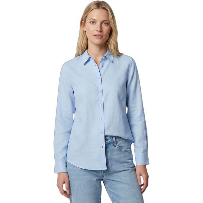 McGregor Solid Linen Blend Shirt Light Blue Maat: S | Overhemden Outlet | Dames | Blauw