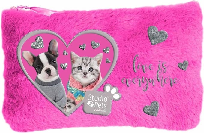Studio Pets Love is Everywhere - Pluche etui - 12,7 x 20 cm - Roze