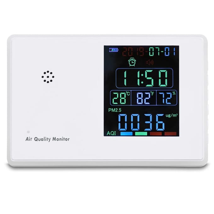 Digitale formaldehydedetector Hygrothermograaf Wekker Koolstofdioxidetester Luchtkwaliteitsmonitor Gasanalysator wit