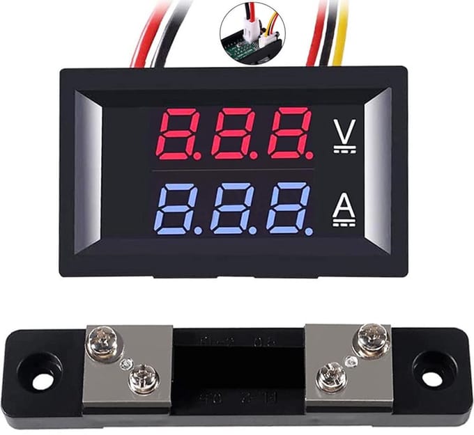 Digitale Voltmeter en Ampèremeter DC 0-100V 50A met Dubbel LED Display
