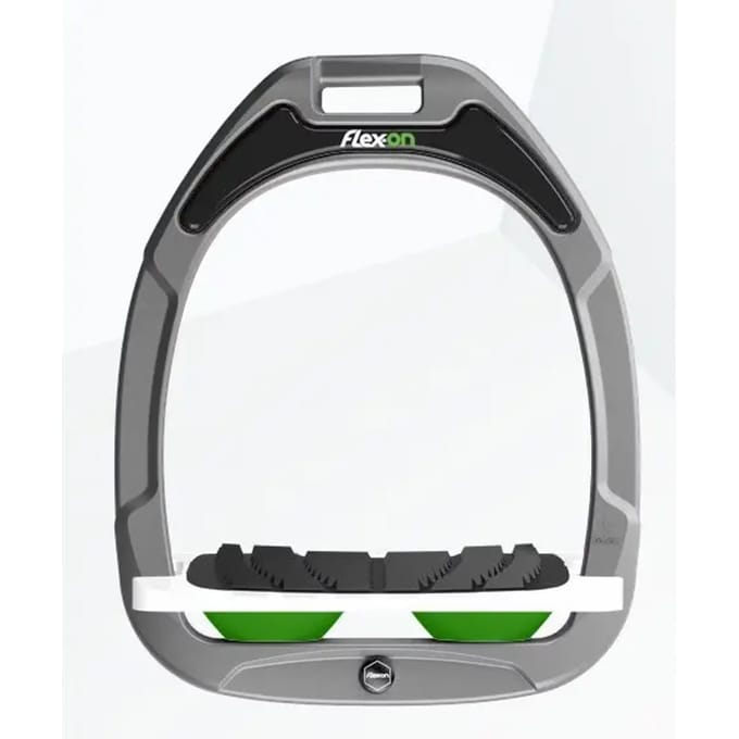 Ingelande stijgbeugels Grip Aluminium/Wit/Groen Flex-On Green Composite
