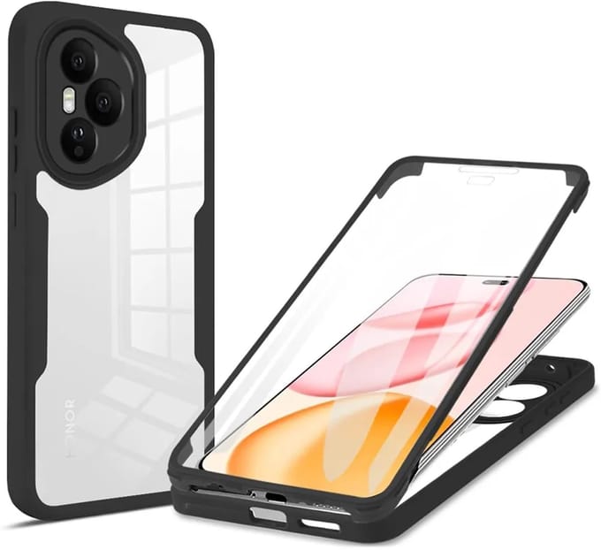 Hoesje geschikt voor HONOR 400 Pro - Techsuit ColorVerse 360 Case met Screenprotector - Zwart