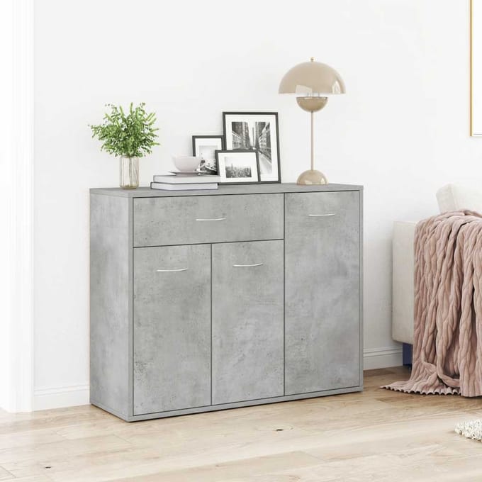 vidaXL - Dressoir - 88x30x70 - cm - bewerkt - hout - betongrijs