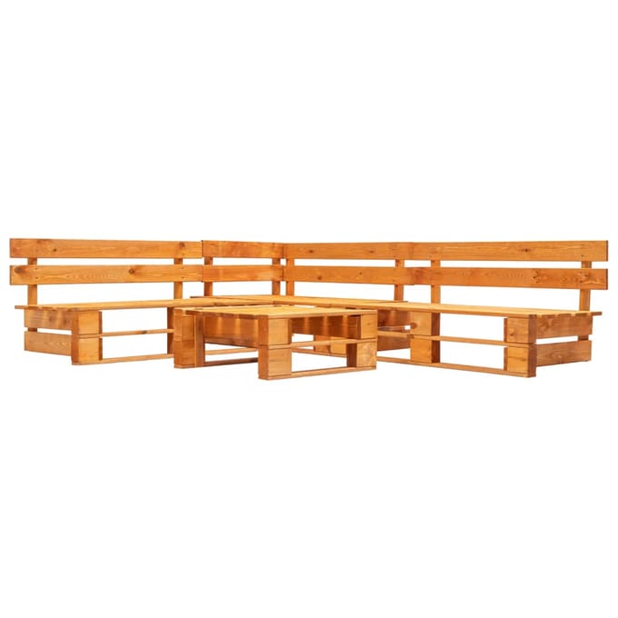 vidaXL - 4-delige - Loungeset - pallet - hout - honingbruin