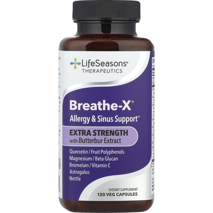 LifeSeasons, Therapeutisch, Breathe-X® met hoefbladextract, Extra Sterk, 120 Vegetarische Capsules