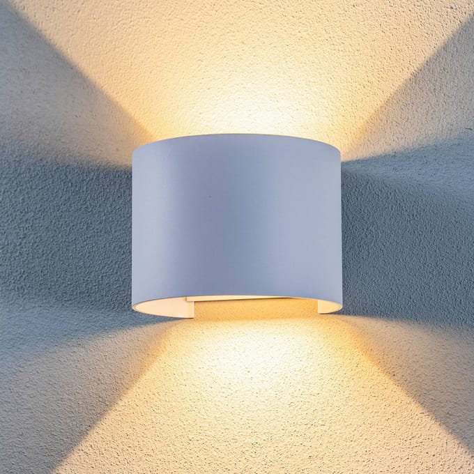 Lindby LED buitenwandlamp Nivar, rond, wit, metaal, IP54