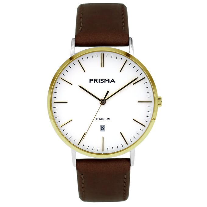 Prisma horloge P.1489 Heren Titanium bruin leder
