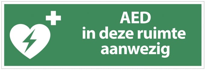 AED in deze ruimte aanwezig tekststicker 450 x 150 mm