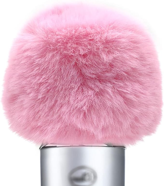 Microfoon windscherm van nepbont, anti-foam cover voor optimale geluidskwaliteit, geschikt voor Blue Yeti (roze)