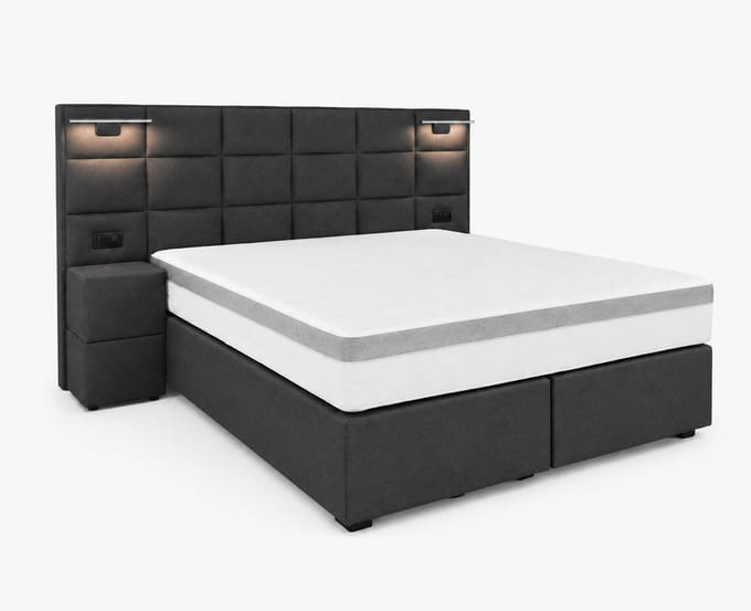 Opberg Boxspring Évora - 160x200 Compleet - Antraciet - Luxe Living Home