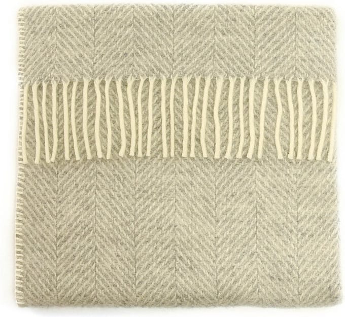 Babydekentje Visgraat Grijs - 68x73 - Nieuw Wol - Tweedmill UK
