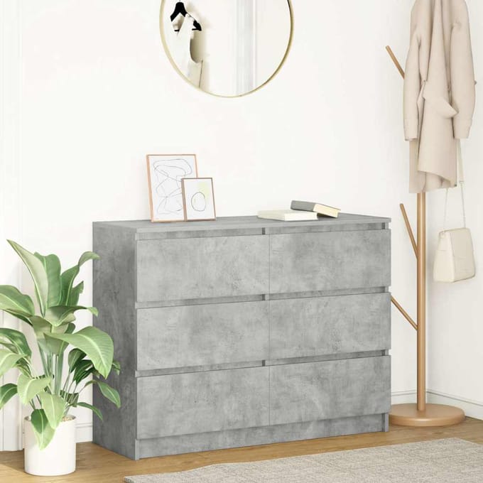 vidaXL - Dressoir - 100x35x76 - cm - spaanplaat - betongrijs